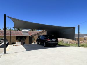 Charcoal Driveway Shade Sail with Side-Screen - Cool Solutions